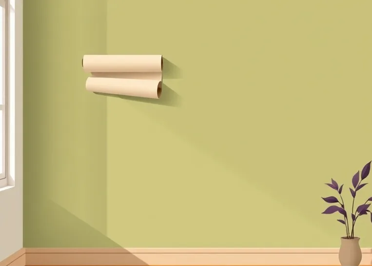 Pose de papier peint, rouleau et brosse à maroufler